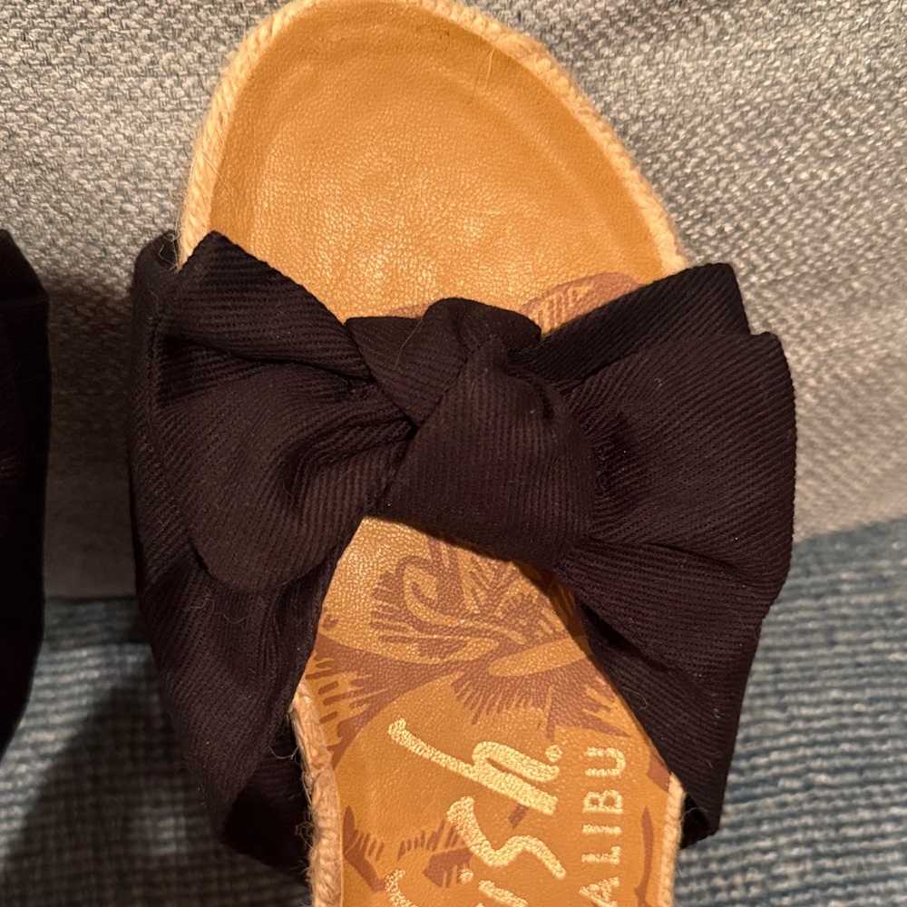 Blowfish Black Bow Slide Espadrille Sandals NWOT Women’s 7 - Picture 2 of 6